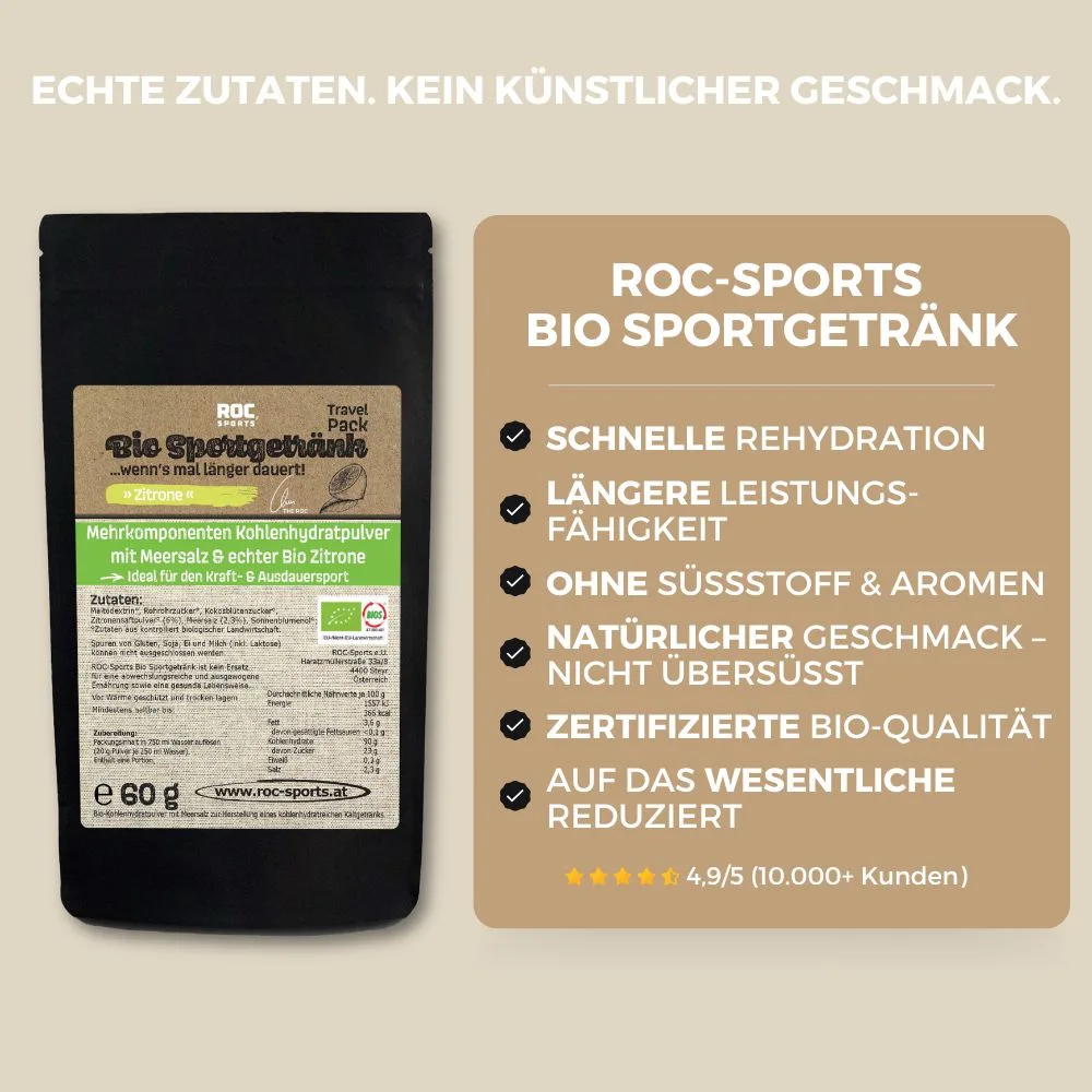Bio Sportgetränk Pulver mit Elektrolyten Travel Pack Zitrone - Deine Vorteile