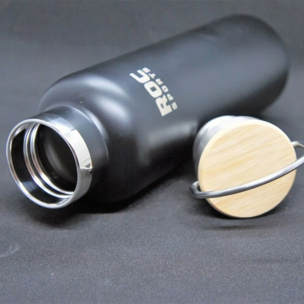 ROC-Bottle: Edelstahl Thermos Trinkflasche - Edel Matt Schwarz
