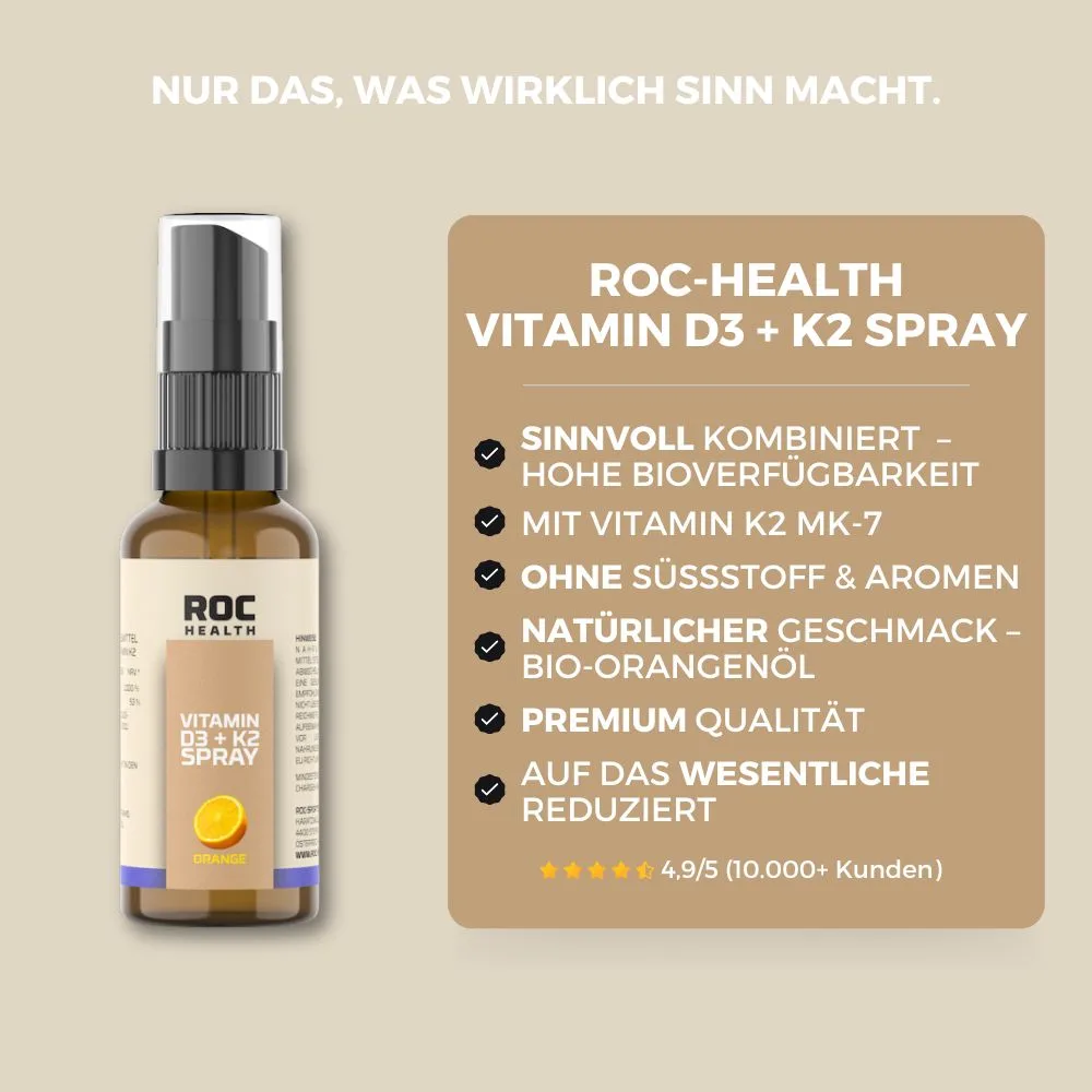 ROC-Health Vitamin D3 + K2 Spray mit Bio-Orangenöl - Deine Vorteile