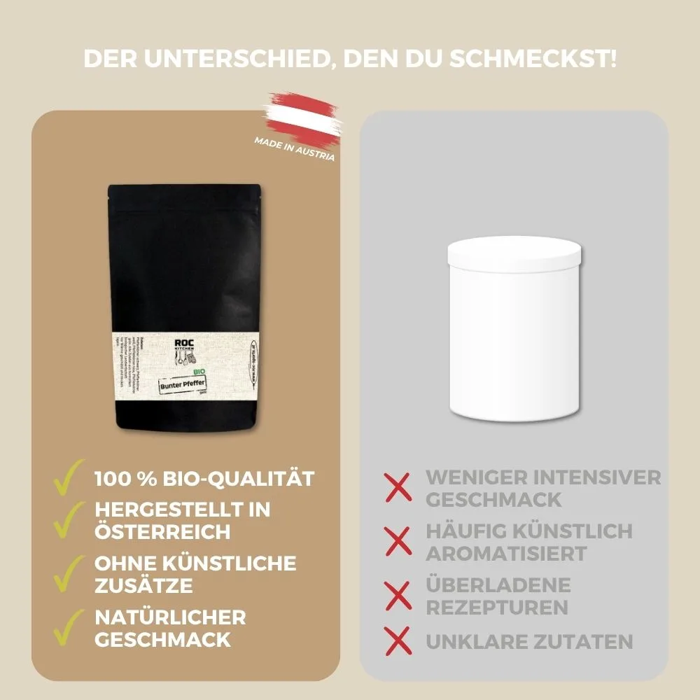 Bio Pfeffer bunt ganz - Vergleich